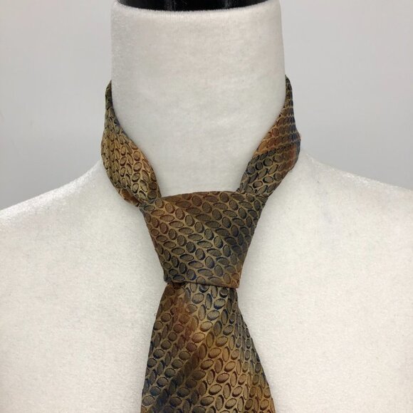 Tino Cosma for Harry Rosen Brown and tan patterned Wide Tie - Picture 2 of 9